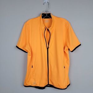 Lauren Ralph Lauren Active Orange Full Zip Short Sleeves Jersey Shirt Size XL